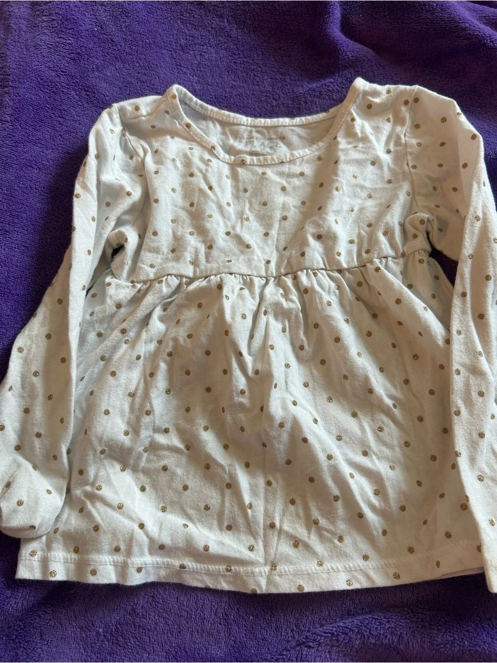 The Children's Place Cream Long-Sleeve Top with Gold Polka Dots